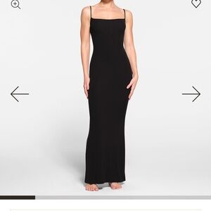 SKIMS Black Bodycon Maxi Dress Sleeveless Square Neck
